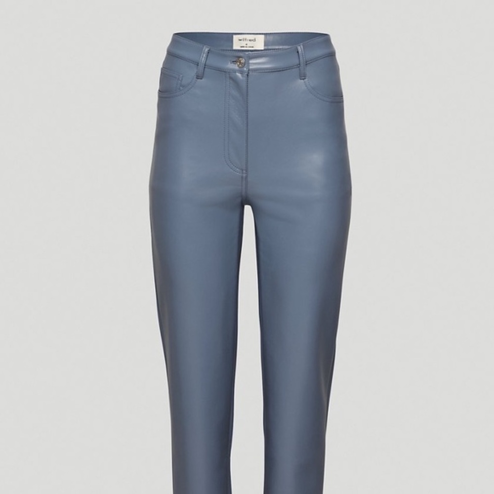 Artizia Wilfred Melina Pant High-waisted, Vegan Leather pants Size 6 Baby Blue